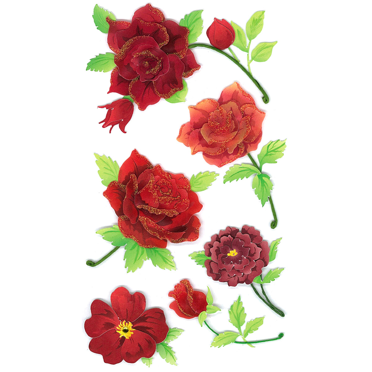 Jolee's Le Grande Dimensional Stickers - Colorful Roses