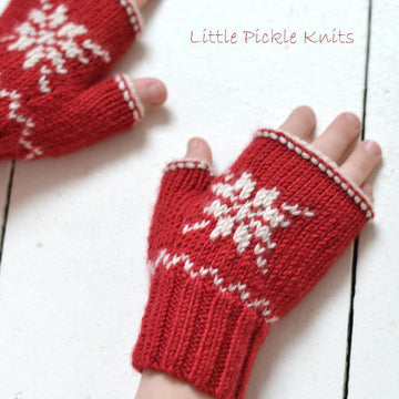 Snowflake Fingerless Mittens