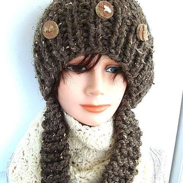 510 KNITTED CHUNKY HAT WITH LONG EAR FLAPS