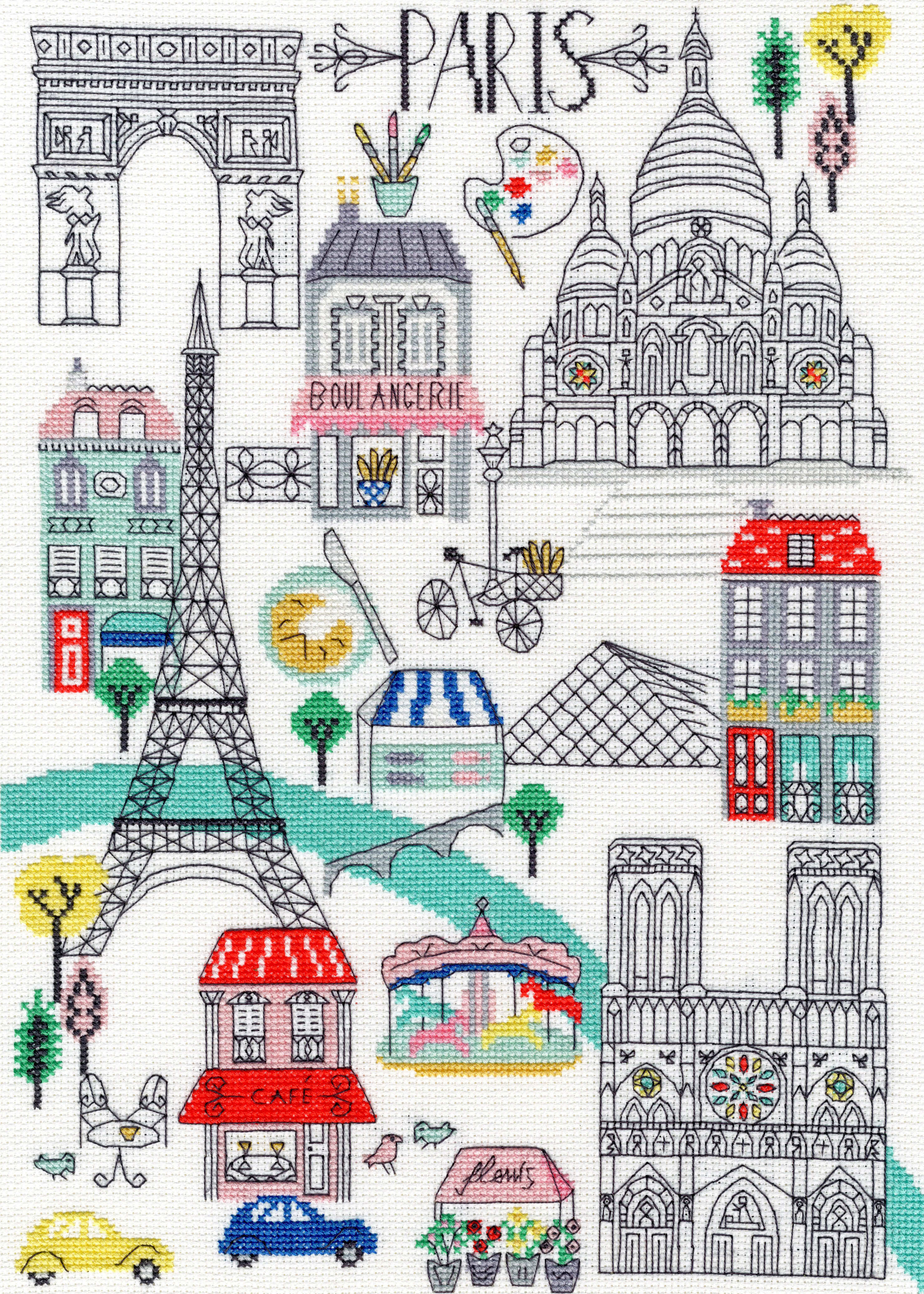 Bothy Threads Love Paris Cross Stitch Kit - 26cm x 36cm