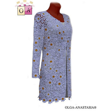 Cardigan with daisies Irish crochet lace