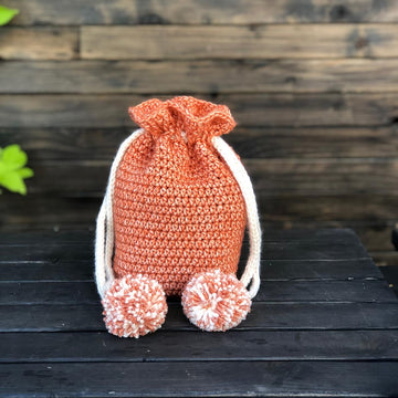 Drawstring Pom Pom Bag