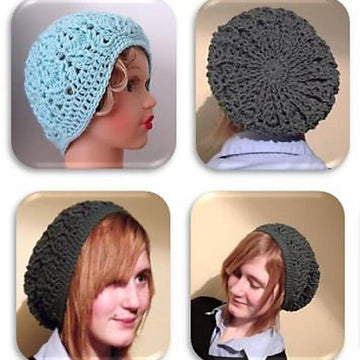 Hat with Cable & Eyelet Design - Slouch or Beanie