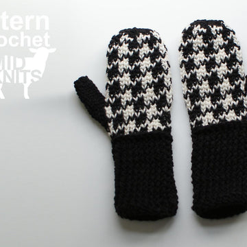 Crochet Houndstooth Mittens (2016007)
