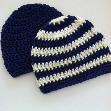 "Preppy" Crochet Baby Beanie in Stripes and Solids