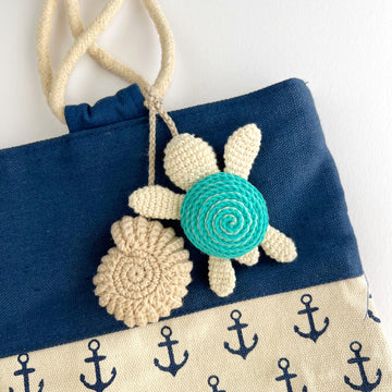 12 in 1 Ocean crochet pattern bundle Amigurumi keychain and Bag charm PDF Turtle Jellyfish Starfish Seashell Seahorse Fish Sea life crochet