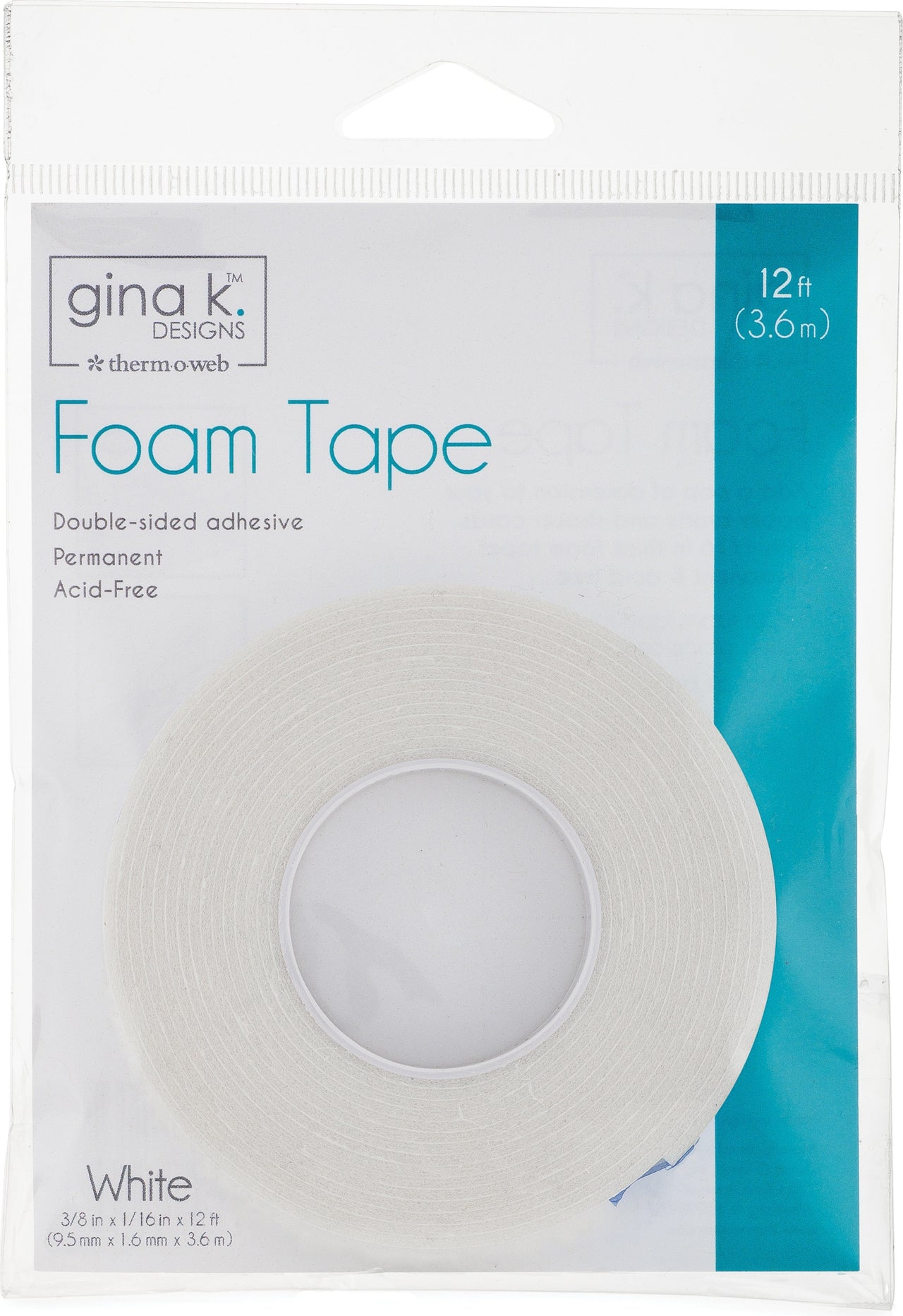 Therm O Web Gina K Designs Foam Tape 3/8"X12ft - White