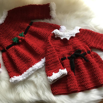 Santa Baby Dress & Cardigan Set N 338