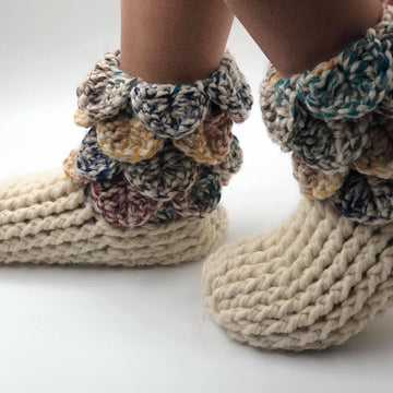 Crochet slipper boots