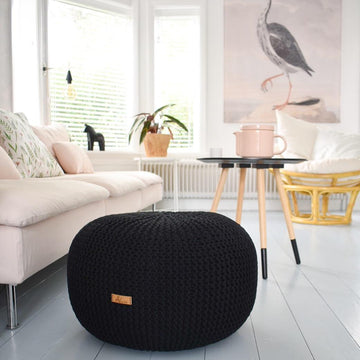 Knitted pouf cottoncord
