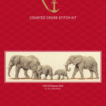 Anchor Elephant Stroll Cross Stitch Kit - 47cm x 14cm