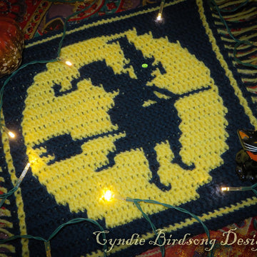 Spooky Moon Overlay Mosaic - Flying Witch