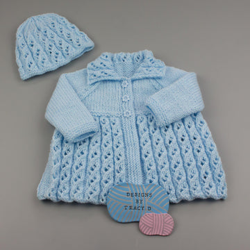 Grace matinee, bonnet or beanie, booties & mitts Baby Knitting Pattern
