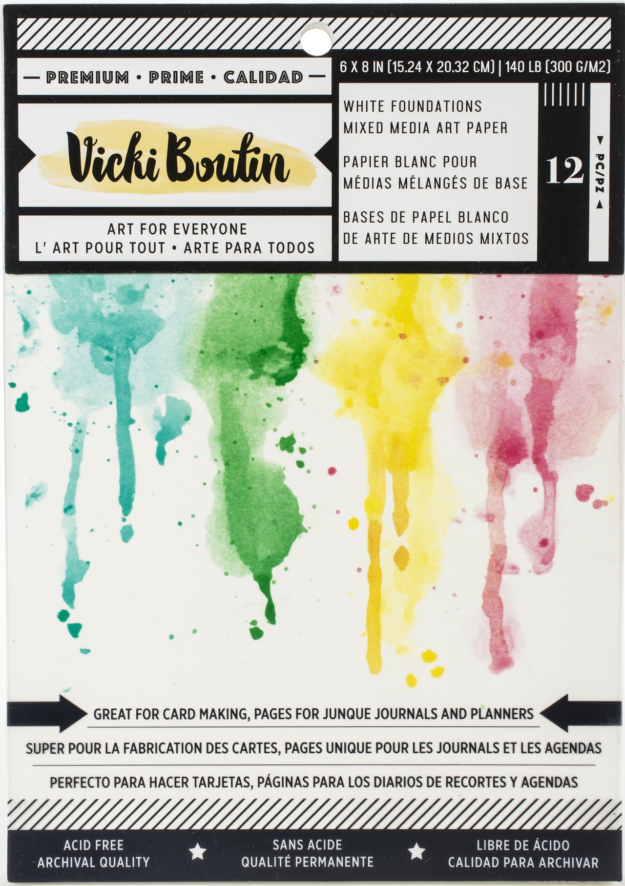 American Crafts Vicki Boutin Mixed Media Foundations Paper 6"X8" 12/Pkg - Smooth White, 140lb