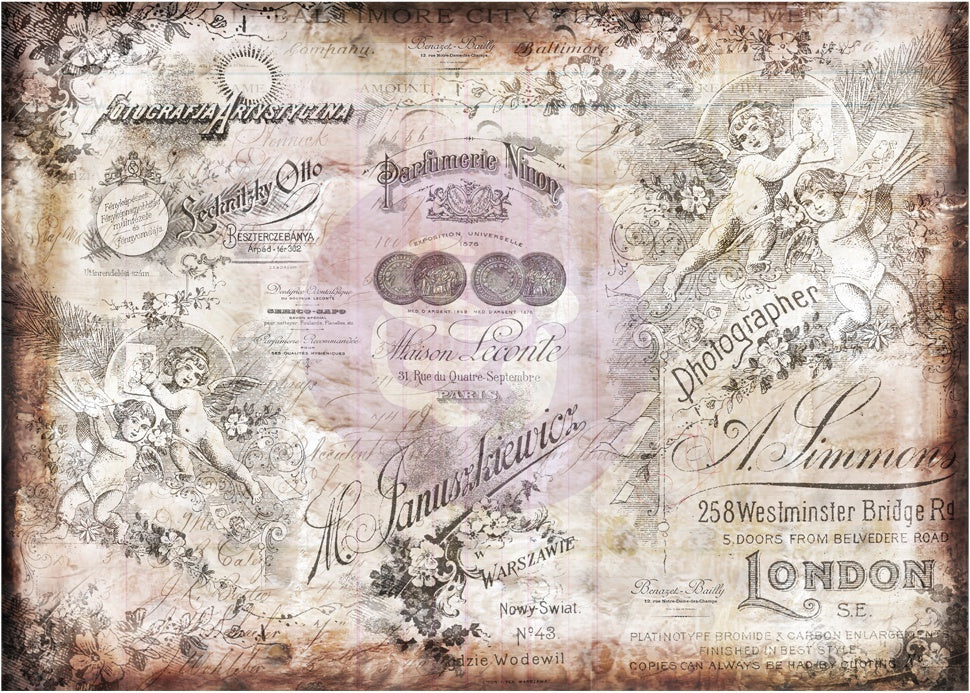 Prima Marketing Finnabair Mixed Media Tissue Paper 27.5"X19.7" 6/Pkg - Romatica