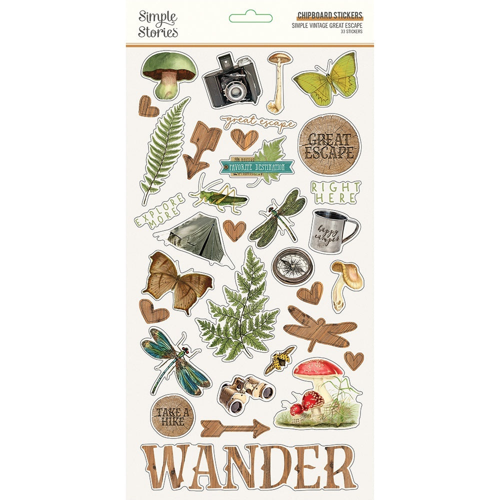 Simple Stories Simple Vintage Great Escape Chipboard Stickers 6"X12" - 620065