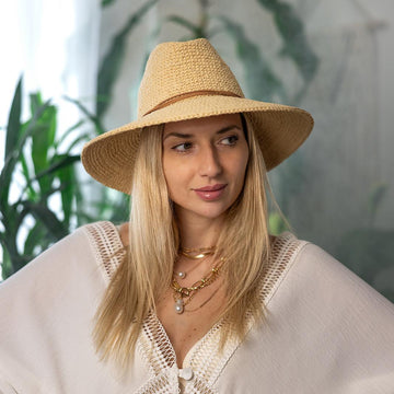 Wide brim raffia hat Safari
