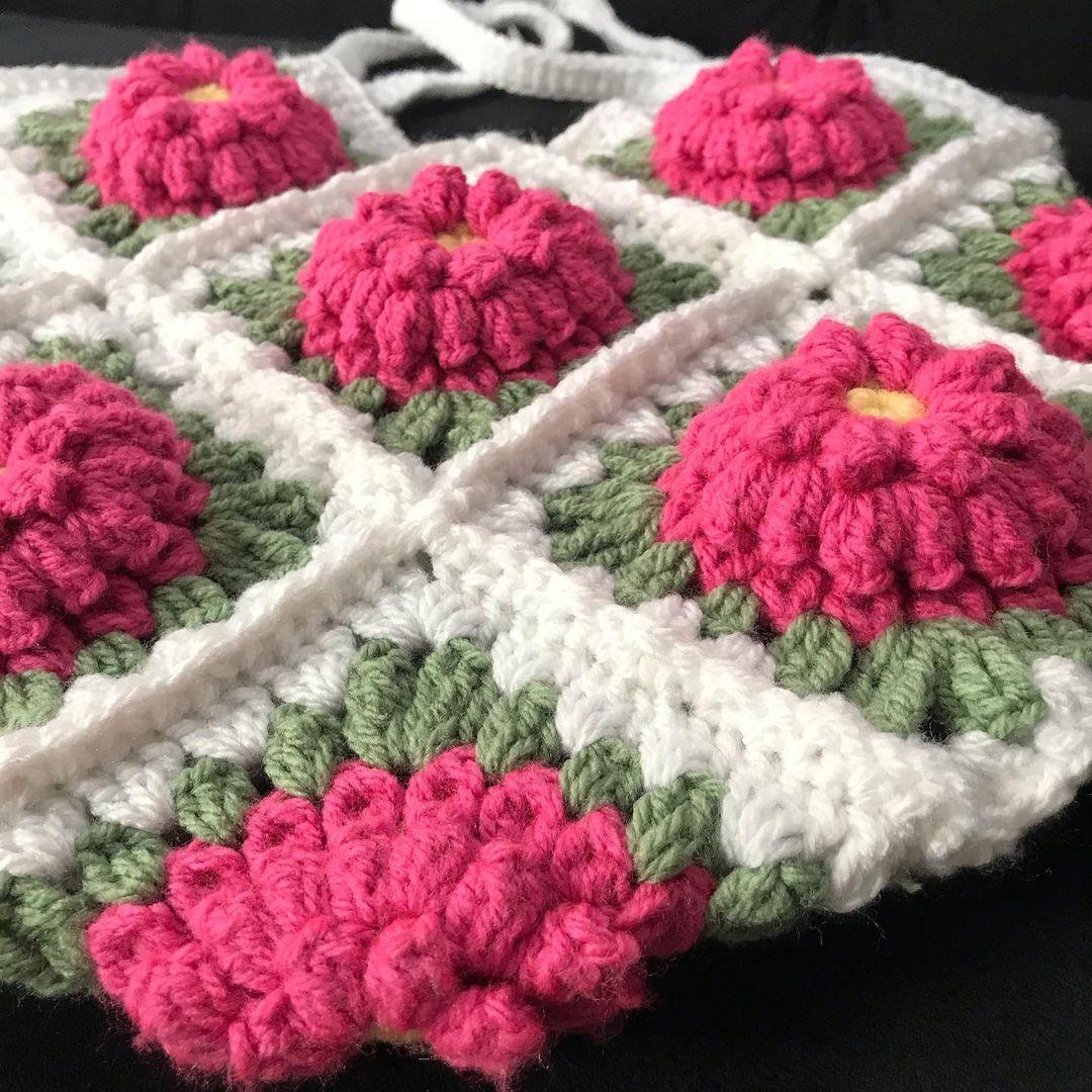 PATTERN - Crochet 3D Lotus Granny Square Bag