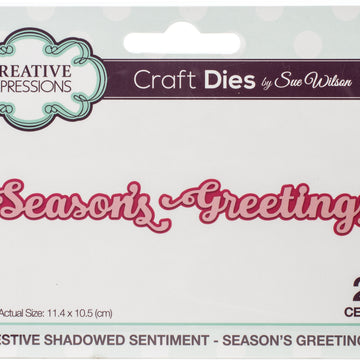 Creative Expressions Craft Dies By Sue Wilson - Festive Shadowed Sentiments-Season's Gr