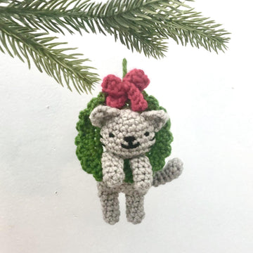 Cat in a Wreath Christmas Ornament
