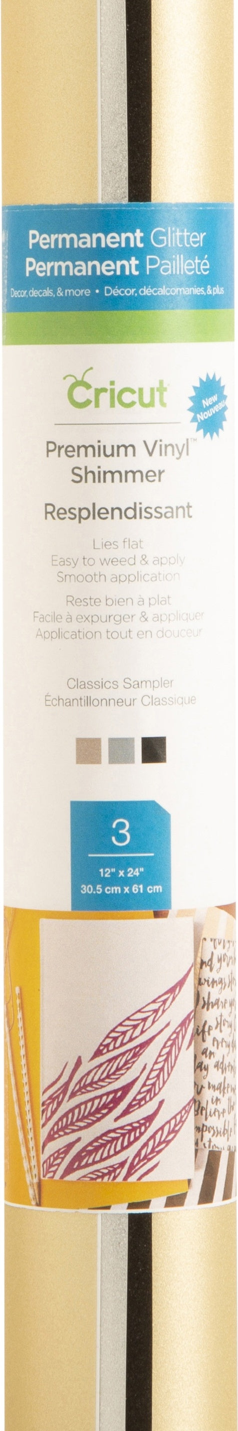 Cricut Shimmer Vinyl Sampler 12"X24" 3/Pkg - Classic