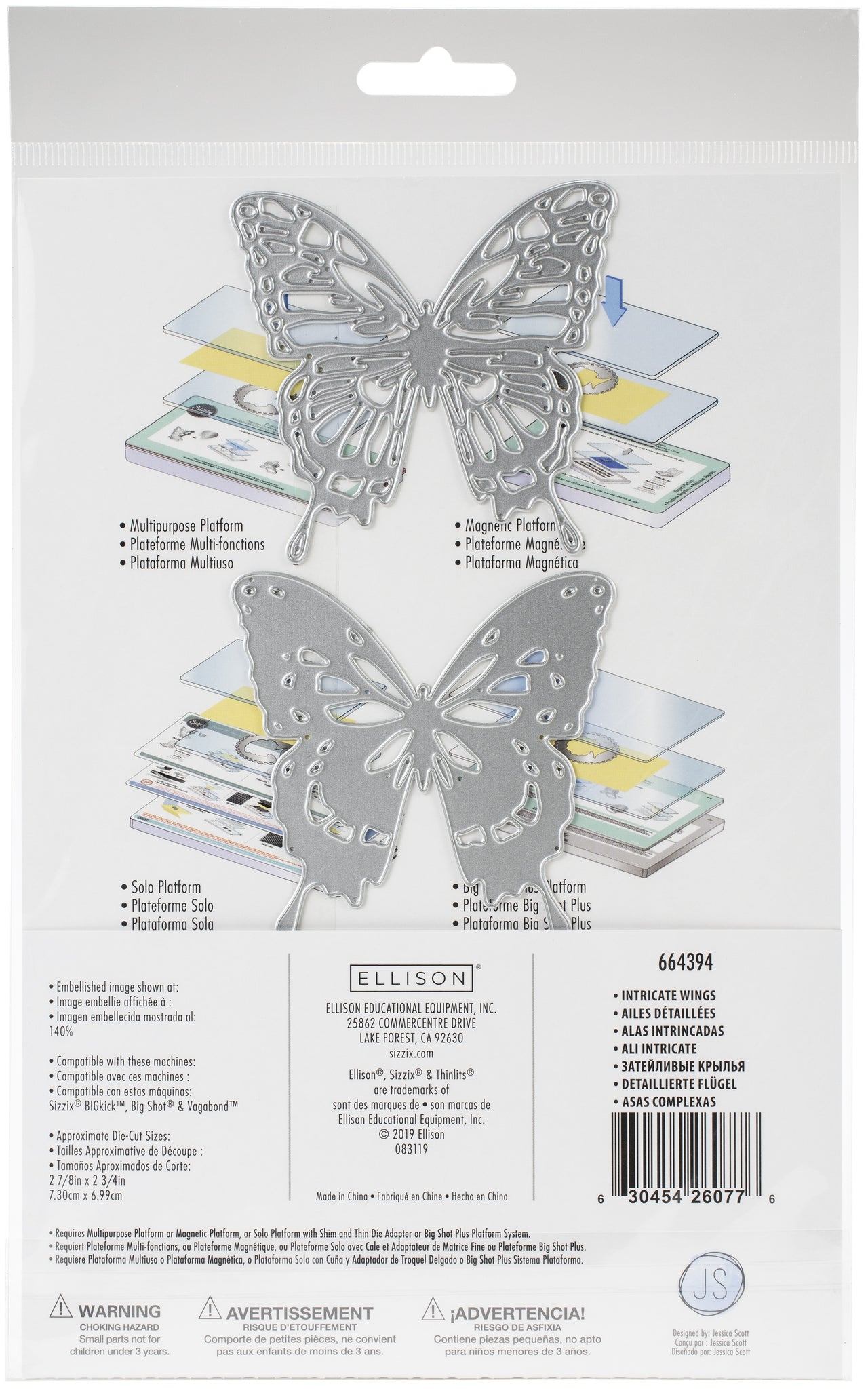 Sizzix Thinlits Dies By Jessica Scott 3/Pkg - Intricate Wings