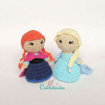 Elsa and Anna amigurumi dolls - crochet patterns by Crochelandia