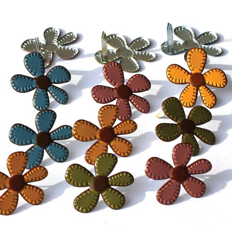 Eyelet Outlet Shape Brads 12/Pkg - Stitched Flowers - Fall