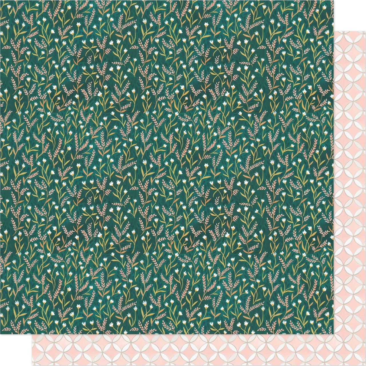 American Crafts One Canoe Two Willow Double-Sided Cardstock 12"X12" - Emerald Meadows