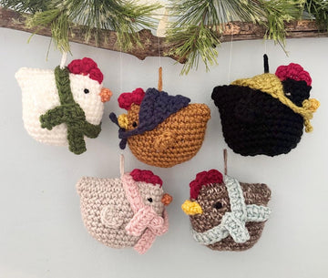 Crochet Chicken Christmas Ornaments