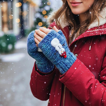 Snowman Fingerless Gloves