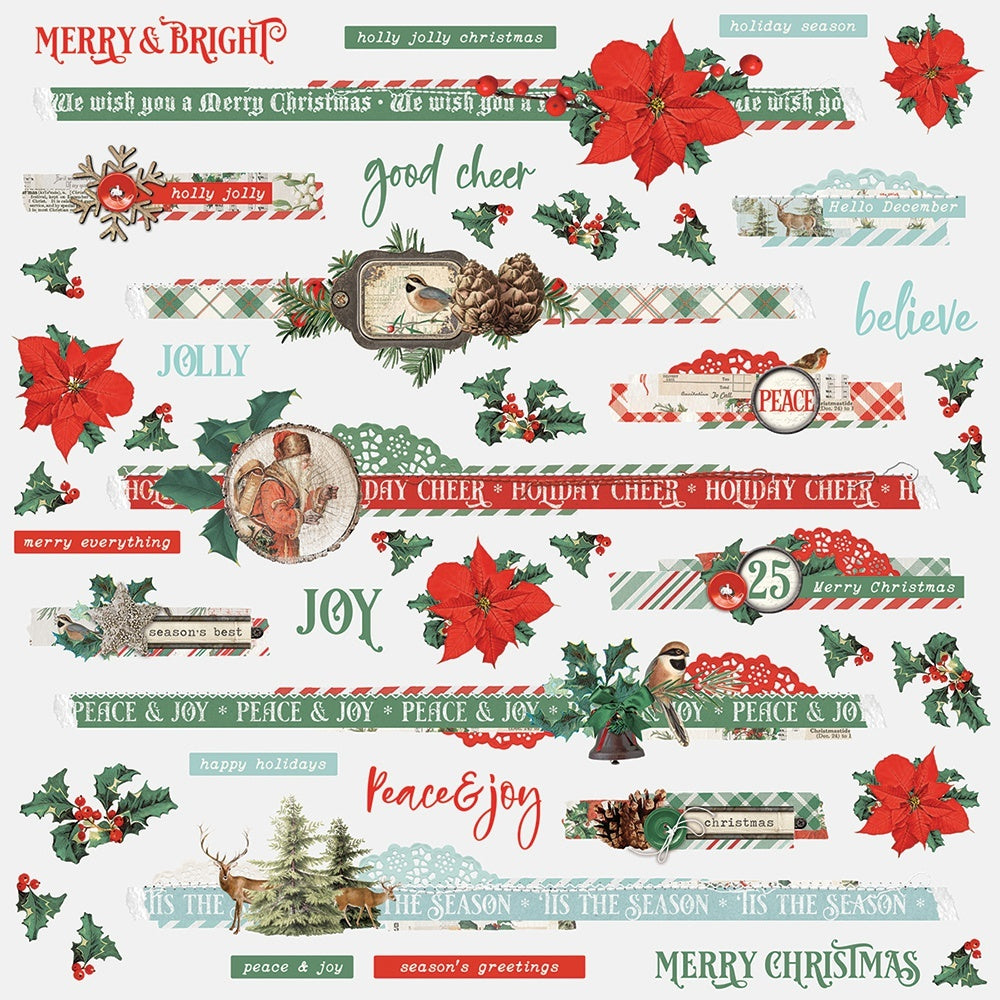 Simple Stories Country Christmas Cardstock Stickers 12"X12" - Border