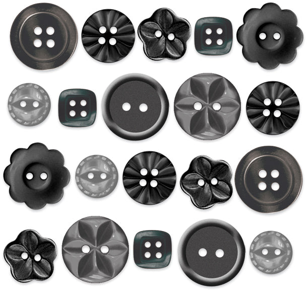 Doodlebug Boutique Buttons 20/Pkg - Beetle Black