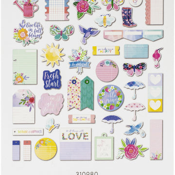 American Crafts Paige Evans Bloom Street Ephemera Cardstock Die-Cuts 40/Pkg - W/Iridescent Foil Accents