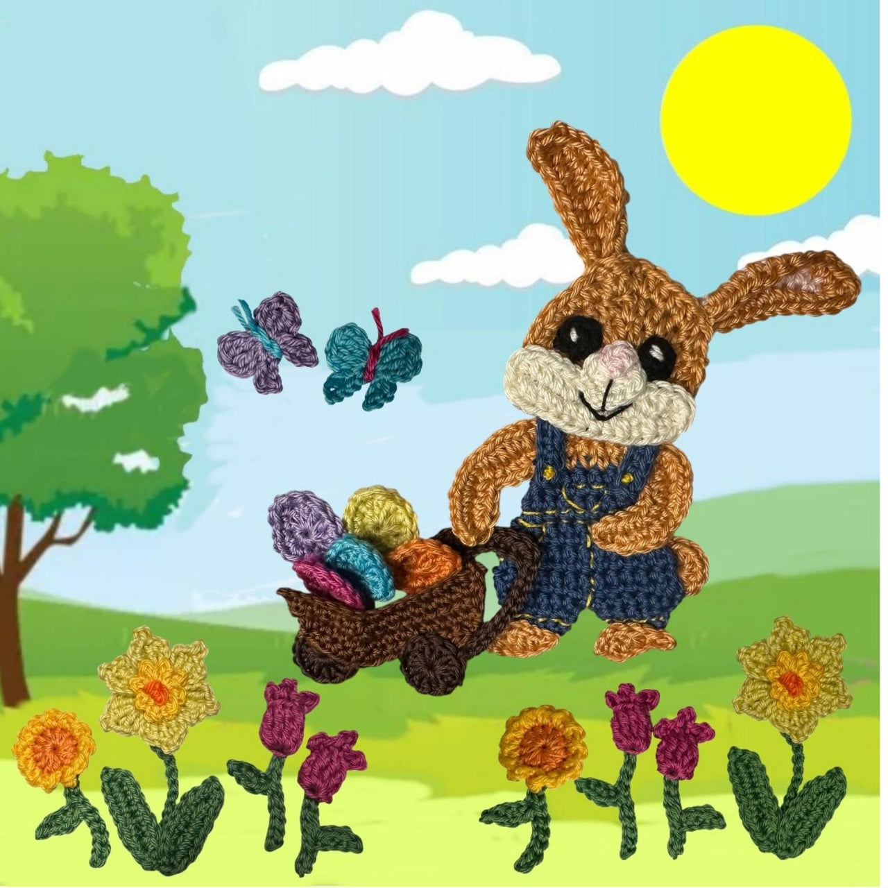 Easter crochet bunny applique pattern