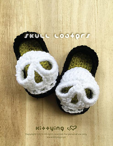 Halloween Skull Baby Loafers Booties by Kittying