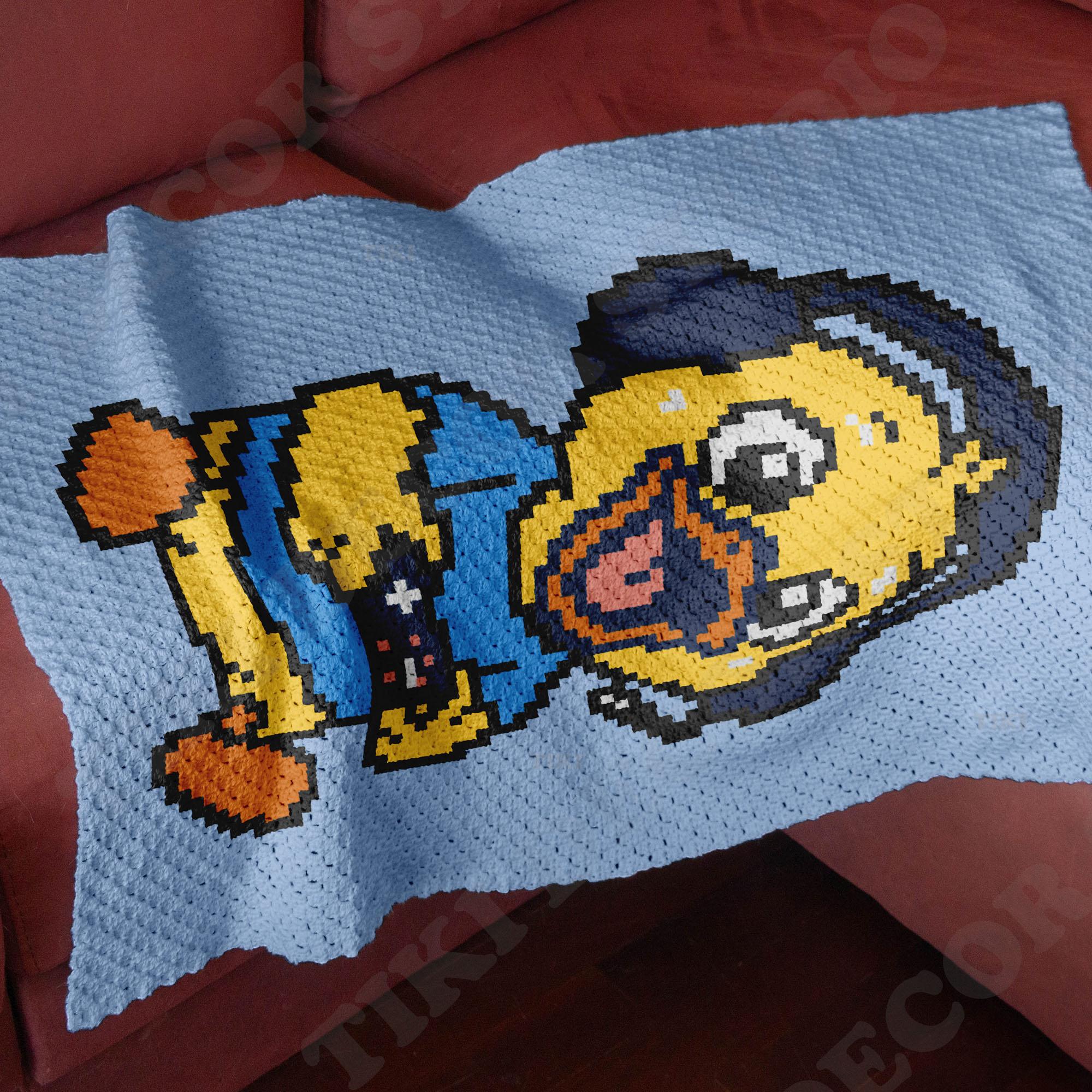 Baby Duck Gamer Blanket C2C Crochet Pattern Home Decor Digital Download