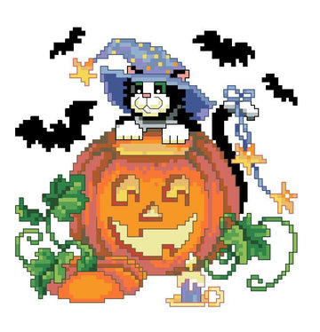 Cat, Bats & Pumpkin - PDF
