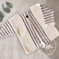 Baby sideways knit cardigan with stripe pattern - P066