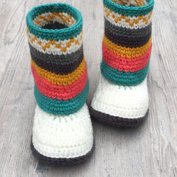 Fair Isle Mukluk Slippers- Crochet Pattern