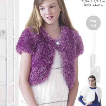 V & Round Neck Boleros in King Cole Tinsel Chunky - 4443 - Downloadable PDF