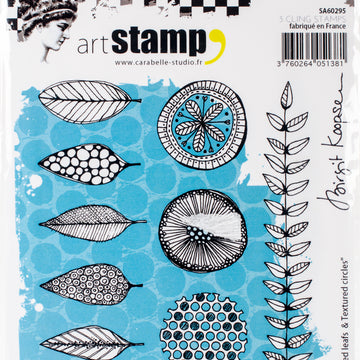 Carabelle Studio Cling Stamp A6 By Birgit Koopsen - Scribbled Leaves & Textured Circles