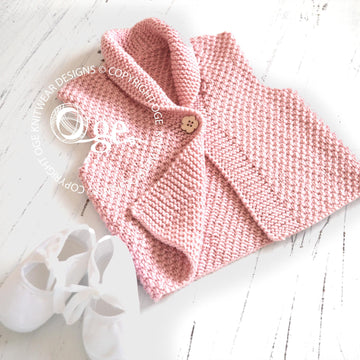 Versatile baby Cardigan or Vest with shawl collar P081