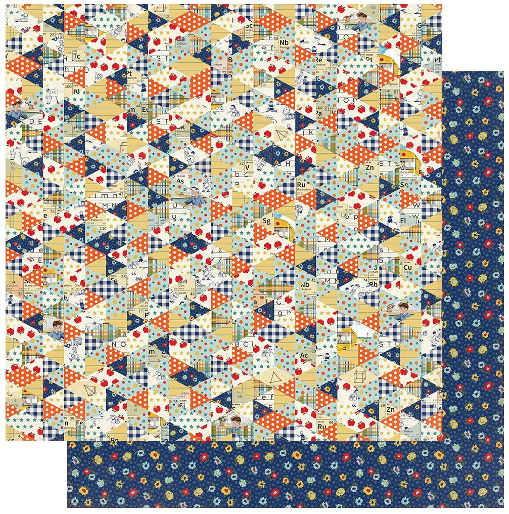 Authentique Paper Scholastic Double-Sided Cardstock 12"X12" - #1 Multi Triangle Quilt