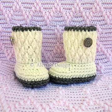 Silver Button Baby Booties