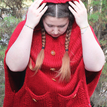 Knitted Red Riding Hood Poncho