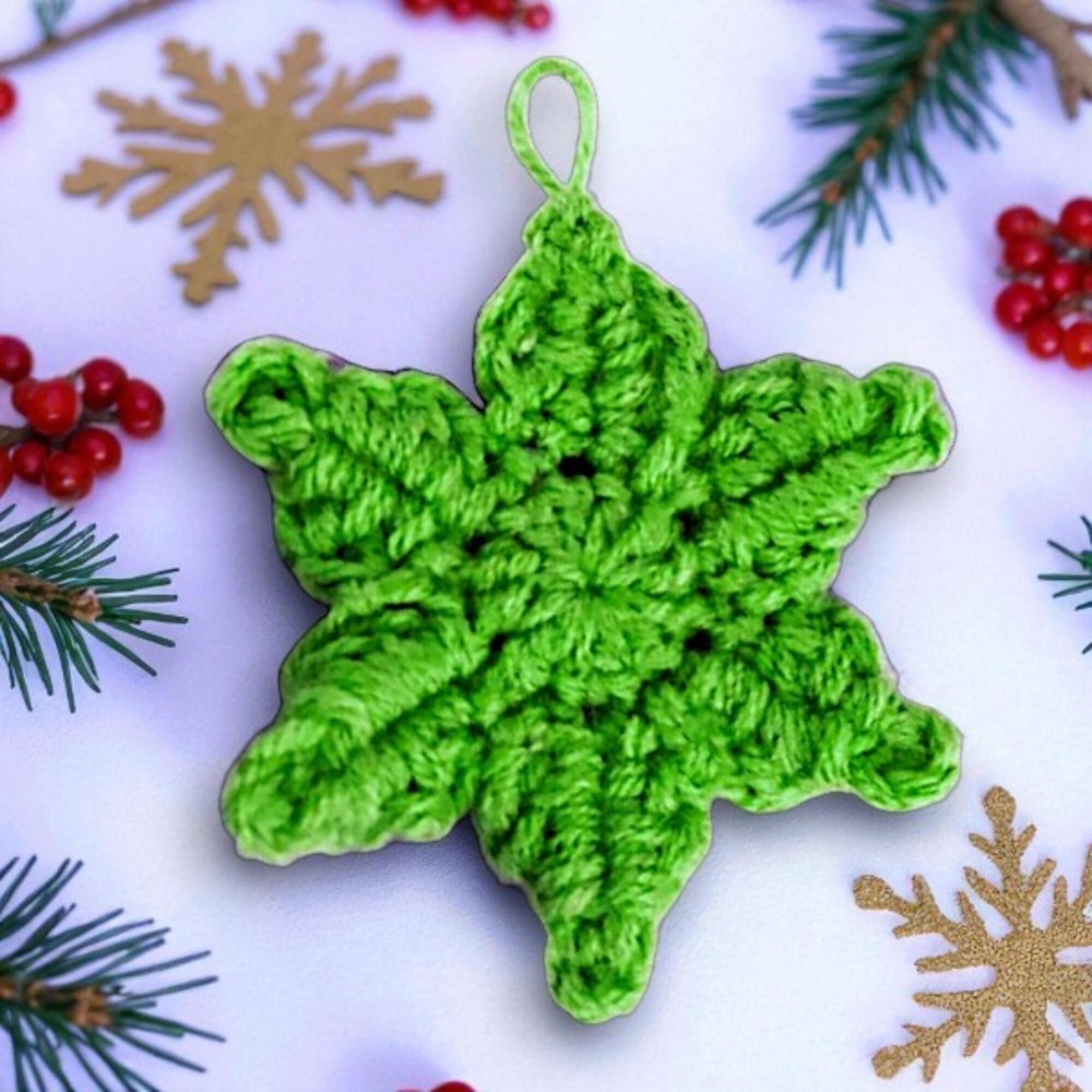 Christmas Crochet Snowflake Pattern, Farmhouse Decor Yule Ornament tree