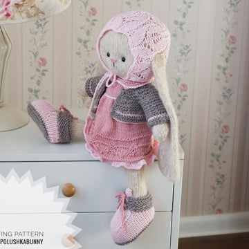 Doll clothes Knitting Pattern Outfit Shabby Chic Style for doll, lamb, bunny, kitty