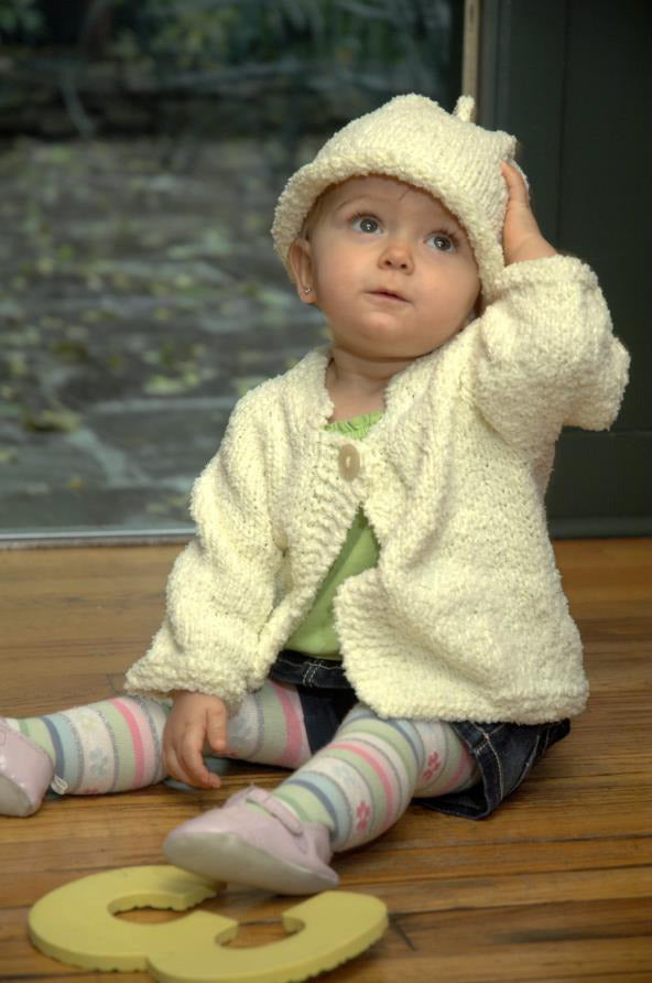 Baby Cardigan and Hat in Plymouth Yarn Daisy - 2498 - Downloadable PDF