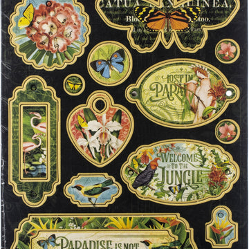 Graphic 45 Lost In Paradise Chipboard Die-Cuts 6"X12" Sheet - Decorative & Journaling
